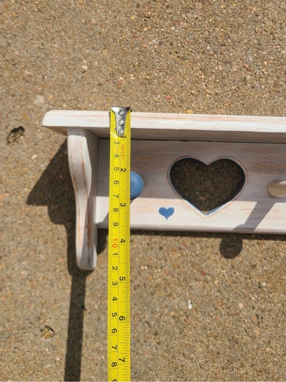 Rustic Heart Wall Hook Rack in Blue and White